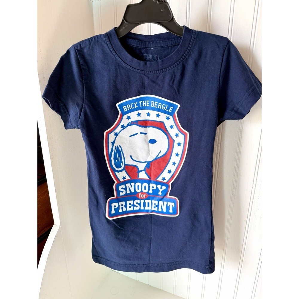 Peanuts Snoopy for President T-Shirt Youth Medium Blue Beagle Graphic Tee